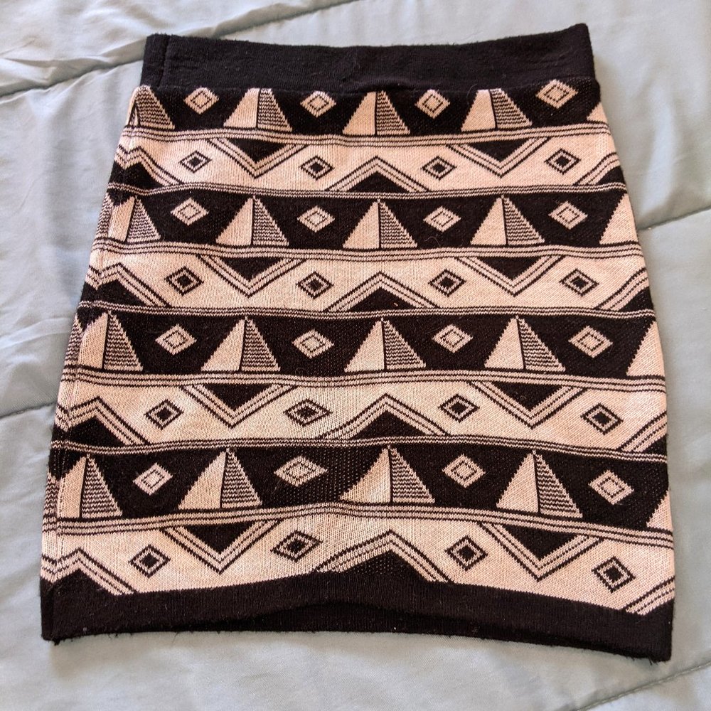 Black and White Mini Sweater Skirt